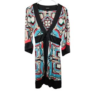 Bebe Silk Vintage Vneck Y2K Kimono Sleeve Dress